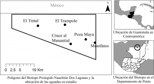 Ubicación del Biotopo Protegido Dos Lagunas, Petén, Guatemala