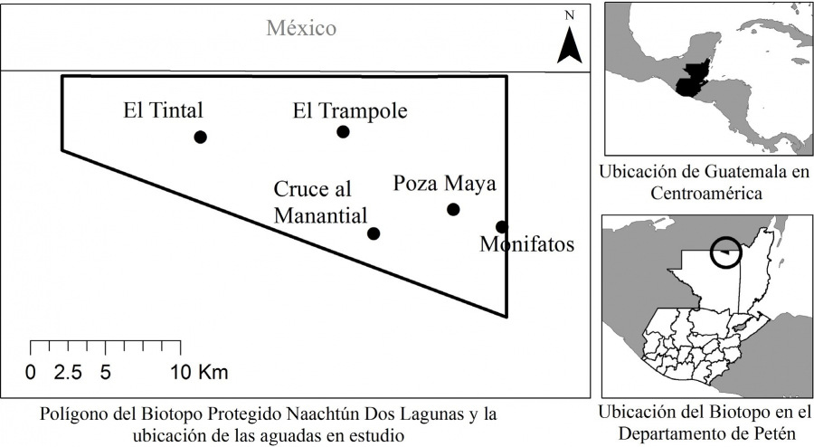 Ubicación del Biotopo Protegido Dos Lagunas, Petén, Guatemala