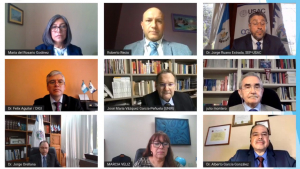 Mesa principal USAC y UNIR, España, realizan lanzamiento del Diplomado Internacional Cultura de la Investigación, segunda edición
